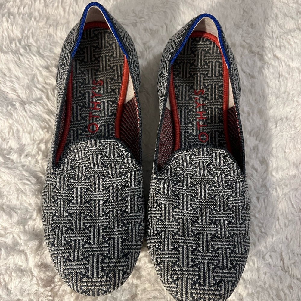 Rothy's charcoal Grid Pattern Loafers